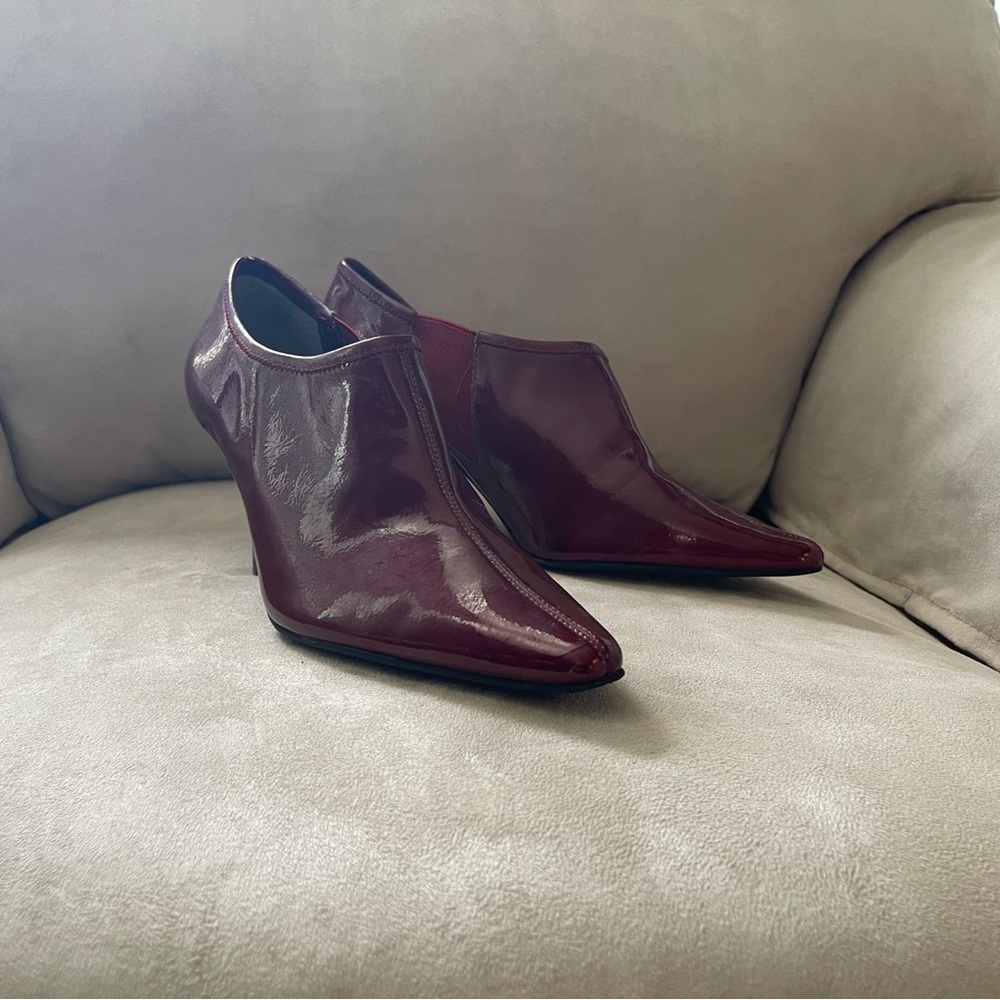 Joan and David patent leather ankle boot